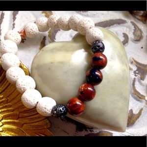 Healing sandstone with white lava stone purity